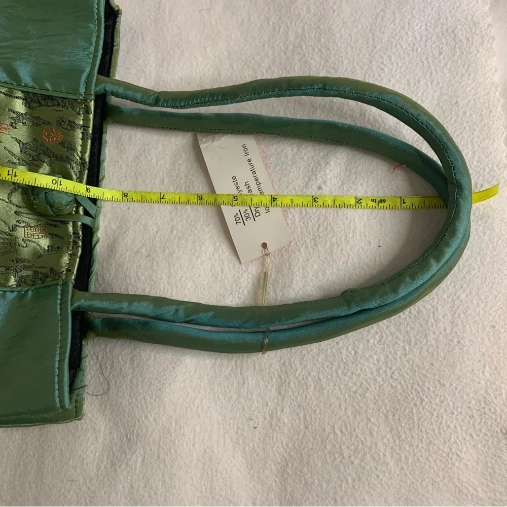 Japanese Kimono HandBag, Silk Purse Womens Brand New Geisha Green Tote - Picture 7 of 14